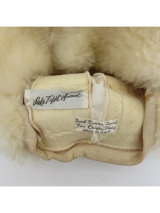 VTG Saks Fifth Avenue Tuscan Cream Lamb Shearling Fur Newsboy Hat Cap Italy Chic main image 14